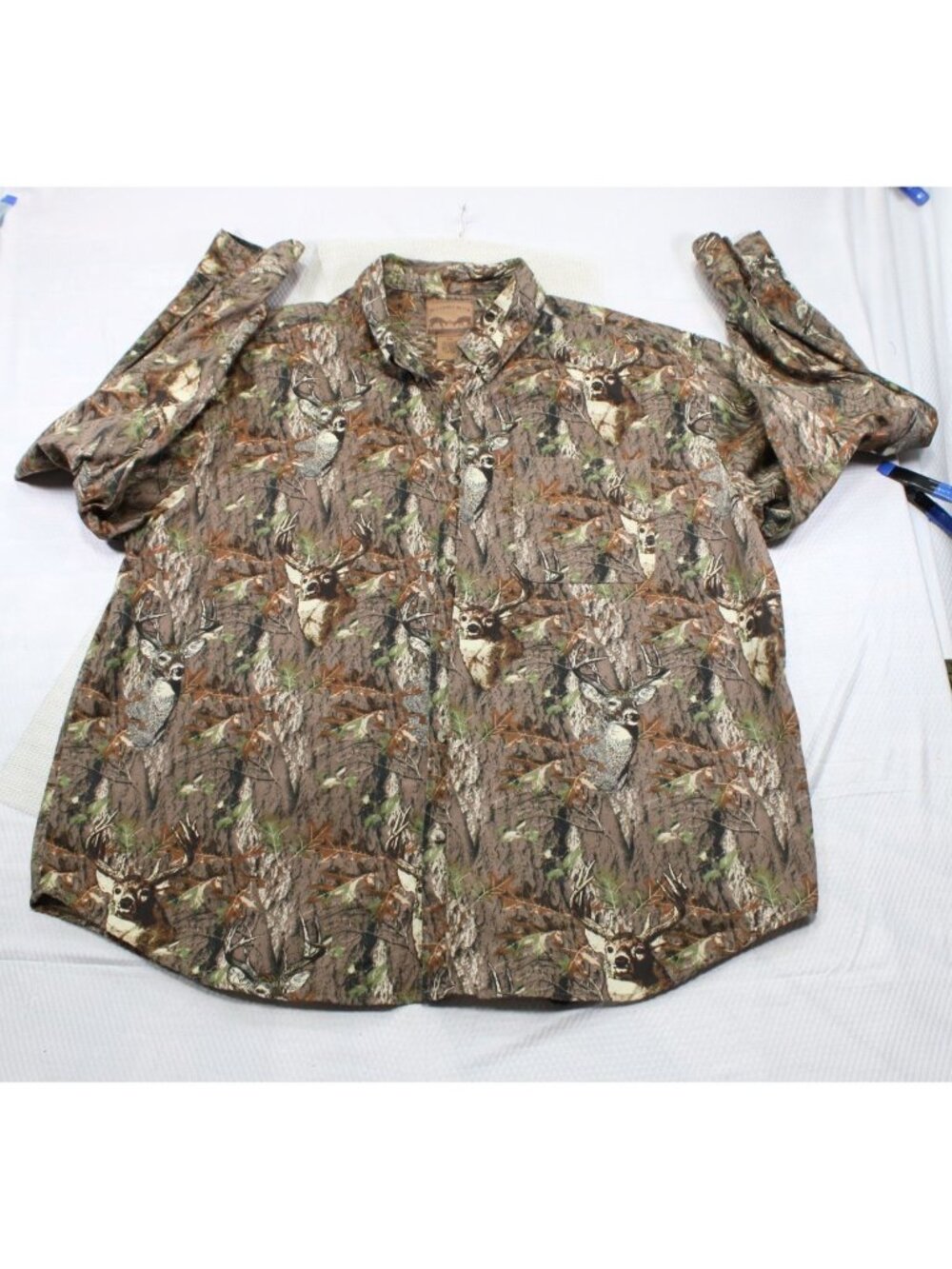 Buckhorn River XXL Long Sleeve Button-Down‎ Shirt With All Over Deer Camo Print